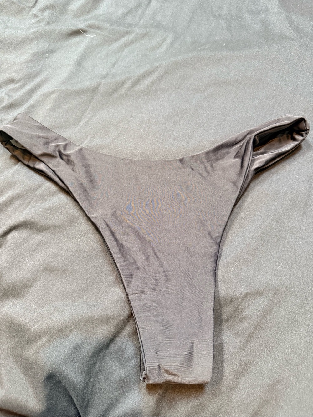 Minimal Solid Thong Bikini Bottom — Black